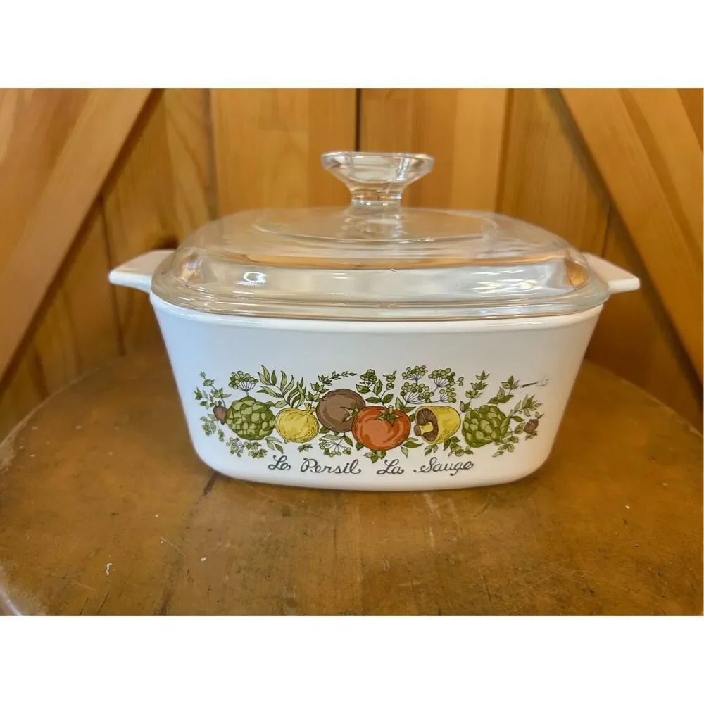 Vintage Corning Ware LE PERSIL LA SAUGE A-1 1/2 -B 1 1/2 w/ Pyrex A 7 C Lid (845